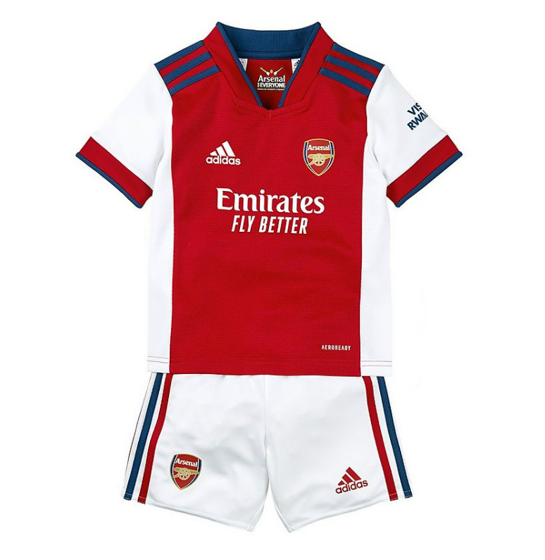 2021/22 Arsenal Kids Home Soccer Kits Shirt With Shorts